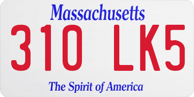 MA license plate 310LK5