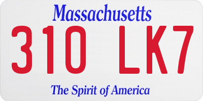 MA license plate 310LK7