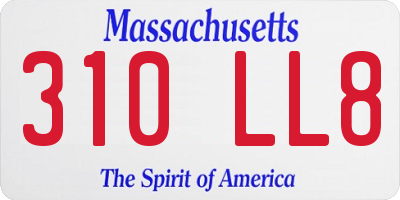 MA license plate 310LL8