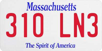 MA license plate 310LN3