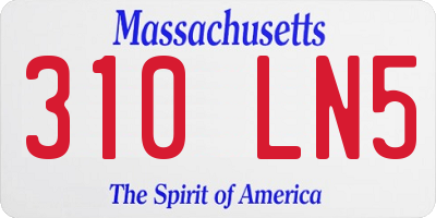 MA license plate 310LN5