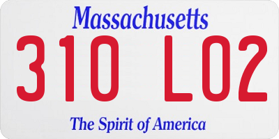MA license plate 310LO2
