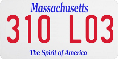 MA license plate 310LO3