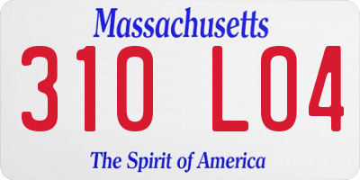 MA license plate 310LO4
