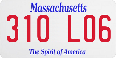 MA license plate 310LO6