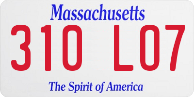 MA license plate 310LO7