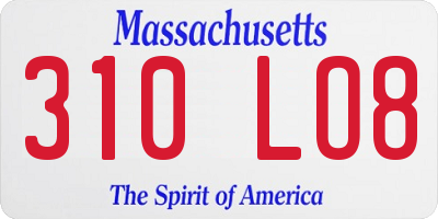 MA license plate 310LO8