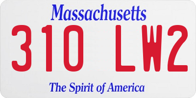 MA license plate 310LW2