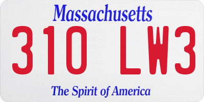 MA license plate 310LW3