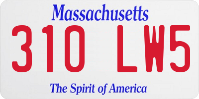 MA license plate 310LW5
