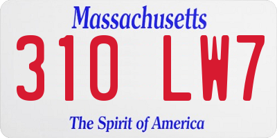 MA license plate 310LW7