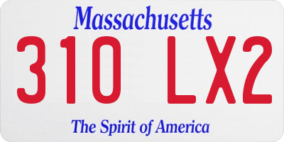 MA license plate 310LX2
