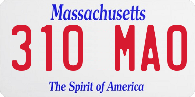 MA license plate 310MA0