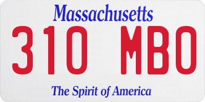 MA license plate 310MB0