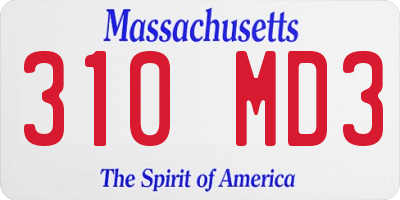MA license plate 310MD3