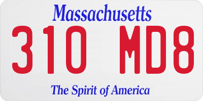MA license plate 310MD8