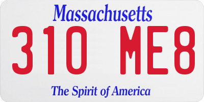 MA license plate 310ME8