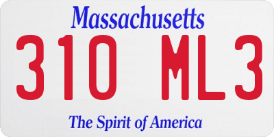MA license plate 310ML3