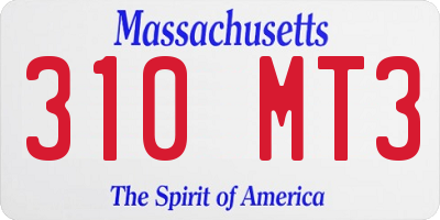 MA license plate 310MT3