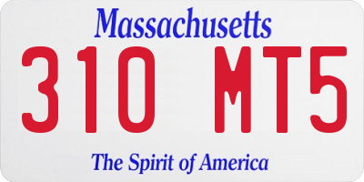 MA license plate 310MT5