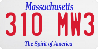 MA license plate 310MW3