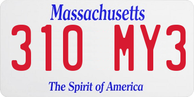 MA license plate 310MY3