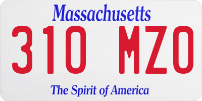 MA license plate 310MZ0