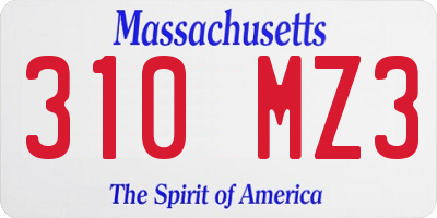 MA license plate 310MZ3
