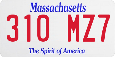 MA license plate 310MZ7