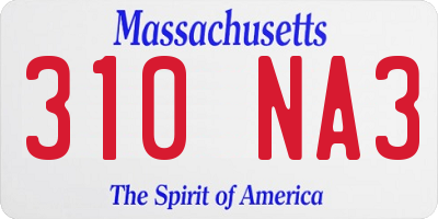 MA license plate 310NA3