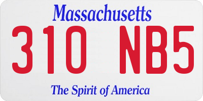 MA license plate 310NB5