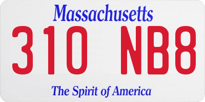 MA license plate 310NB8