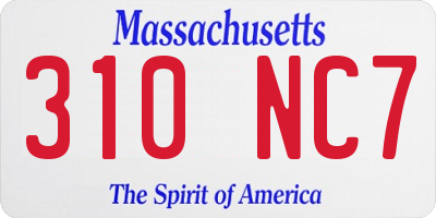 MA license plate 310NC7