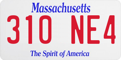 MA license plate 310NE4