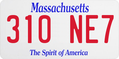 MA license plate 310NE7