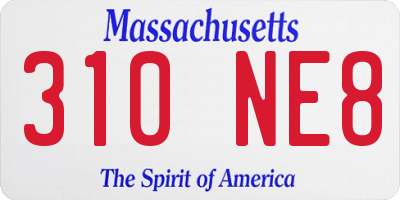 MA license plate 310NE8