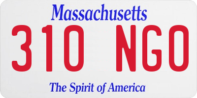 MA license plate 310NG0