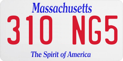 MA license plate 310NG5