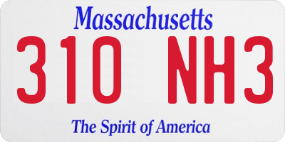MA license plate 310NH3