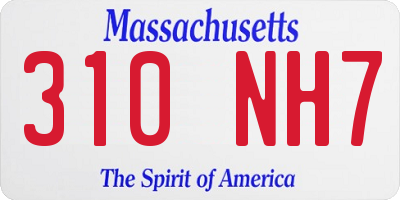 MA license plate 310NH7