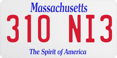 MA license plate 310NI3