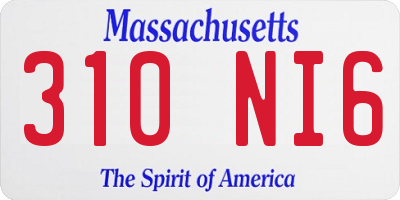 MA license plate 310NI6