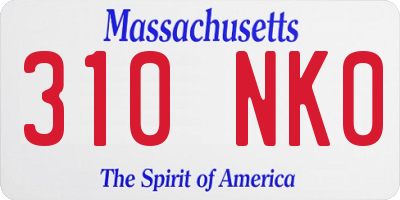 MA license plate 310NK0