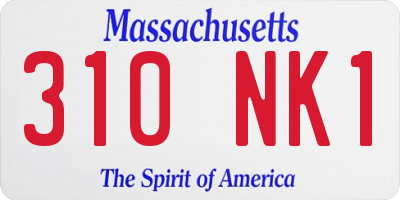 MA license plate 310NK1
