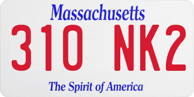 MA license plate 310NK2