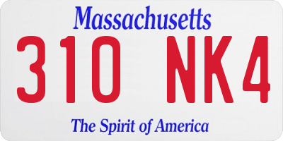 MA license plate 310NK4
