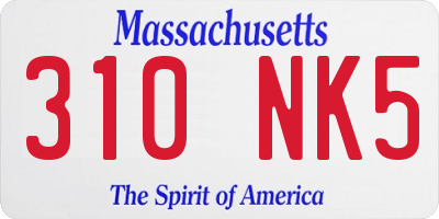 MA license plate 310NK5