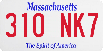 MA license plate 310NK7