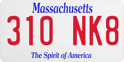 MA license plate 310NK8