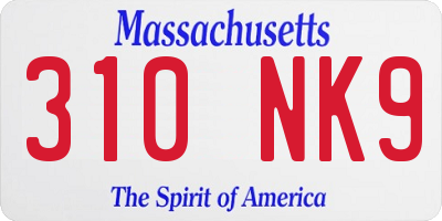 MA license plate 310NK9